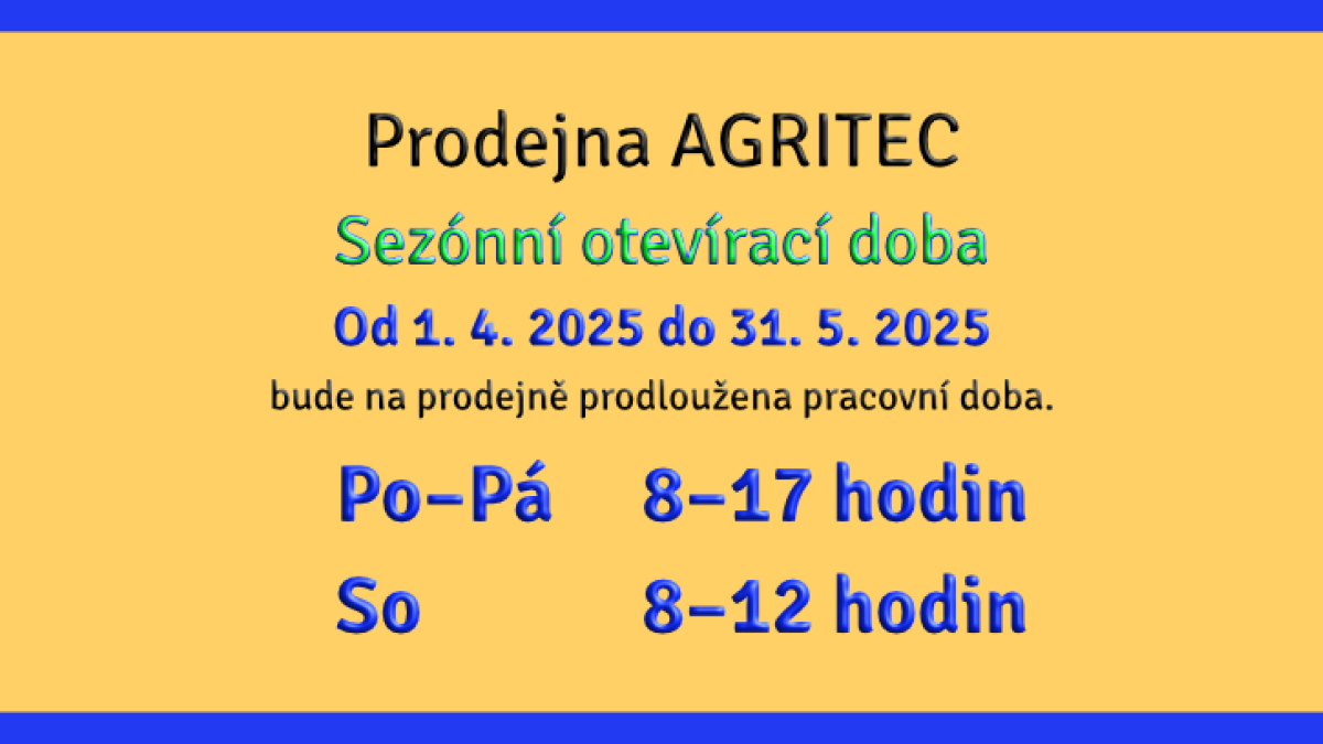 Sezónní otevírací doba