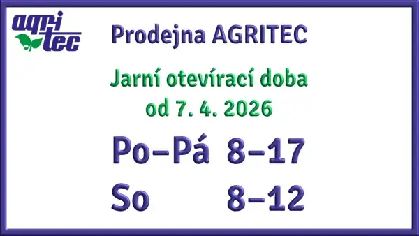 Jarní otvírací doba prodejny Agritec