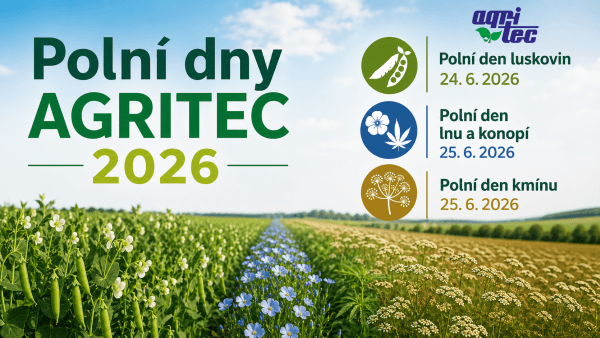 Polní dny Agritec 2026 - luskoviny, len, konopí, kmín