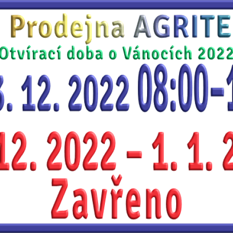 Agritec – prodejní doba o Vánocích 2022