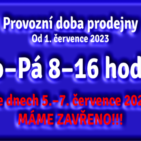 Otvevírací doba od 1. 7. 2023 – Prodejna Agritec