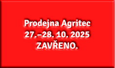 Prodejna Agritec 2025-10-27-28 zavreno