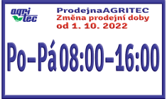 Prodejna Agritec - otvírací doba od 1. 10. 2022